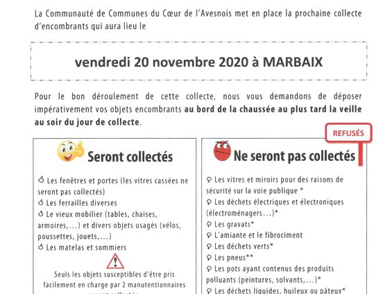 Passage des encombrants 2020
